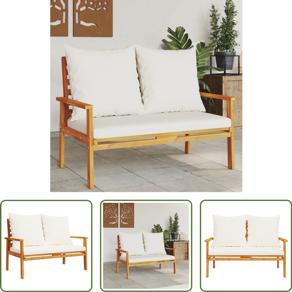 The Living Store Gartensofa 120 cm mit Kissen Massivholz Akazie