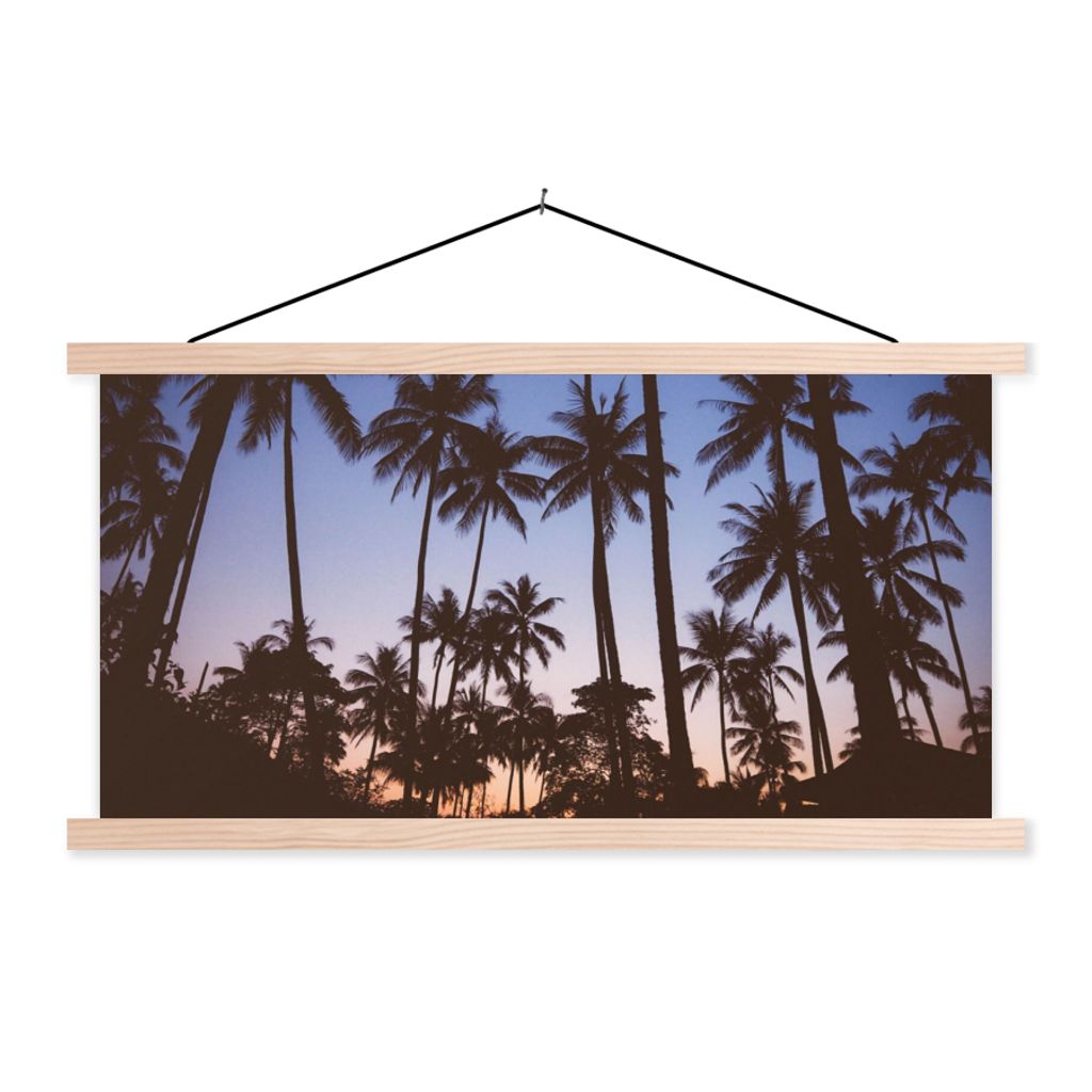 MuchoWow Textilposter Palme - Tropisch - Sommer - Himmel 120x60 cm mit holzfarbenen Rahmen - Klemmleiste
