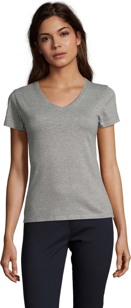 SOLS - "Imperial" T-Shirt V-Ausschnitt für Damen LT1769 (XL) (Grau meliert)