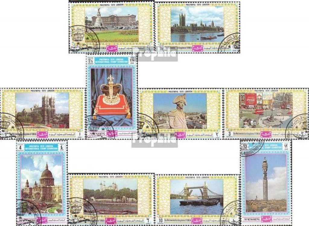 Briefmarken Jemen (Königreich) 1970 Mi 1026A-1035A Produktbild 