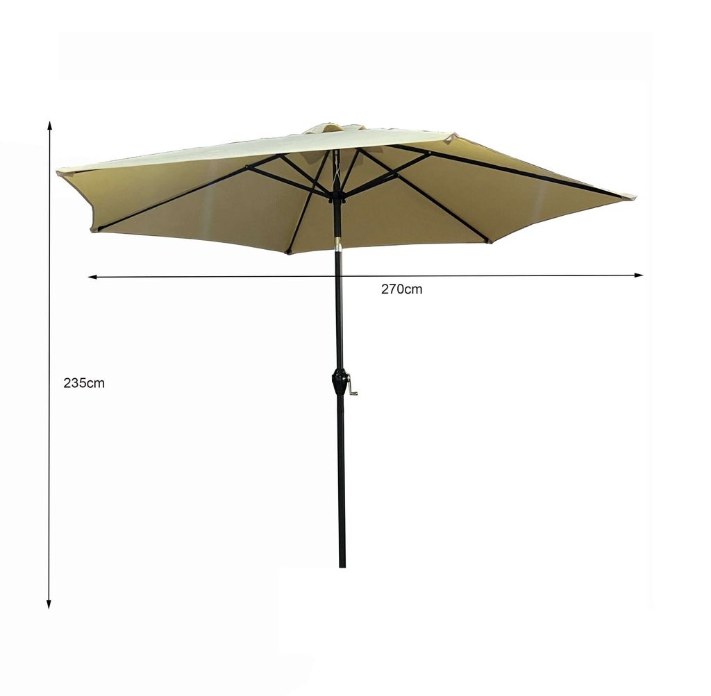 Garten-Sonnenschirm ORIENT mit verstellbarem Neigungswinkel Beige Gewicht 4,5 kg L270 x B270 x H235 cm