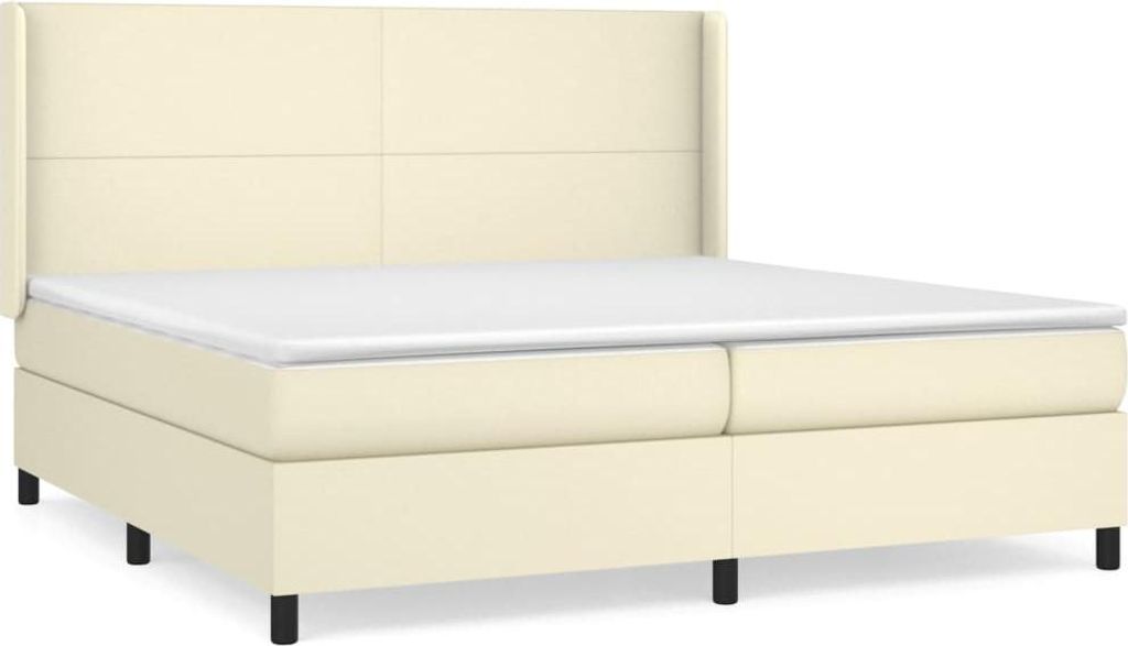vidaXL Boxspringbett mit Matratze Creme 200x200 cm Kunstleder