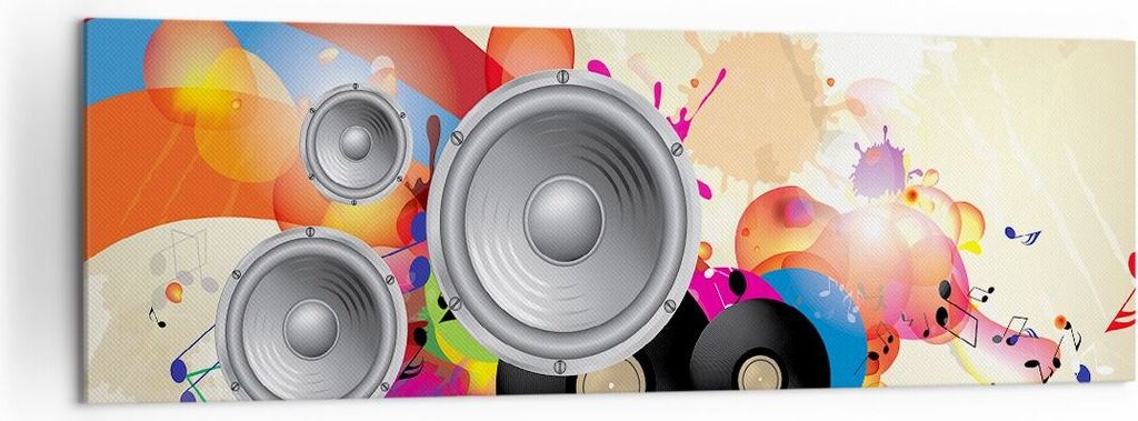 Bild auf Leinwand - Leinwandbild - Musik abstrakt Komposition Dekoration - 160x50cm - Wand Bild - Wanddeko - Leinwanddruck - Bilder - Kunstdruck - ...
