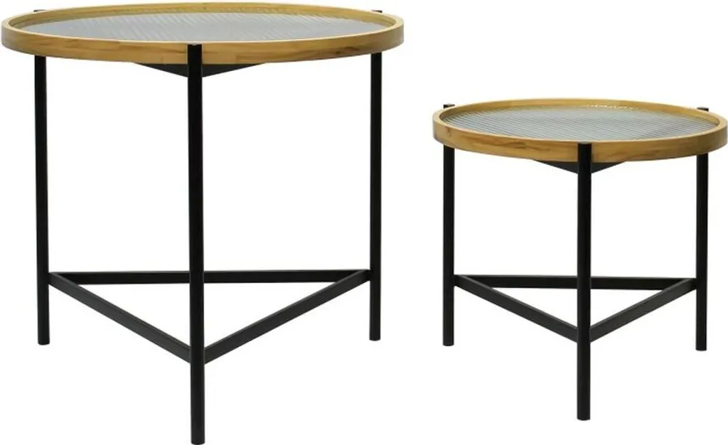 Set de 2 Tables pour Salon et Bureau Noir 64x64x55 cm Design Chic