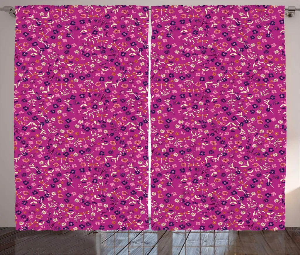 Rideau Rustique en Tissu Imprimé 280x225 cm avec Crochets pour le Salon