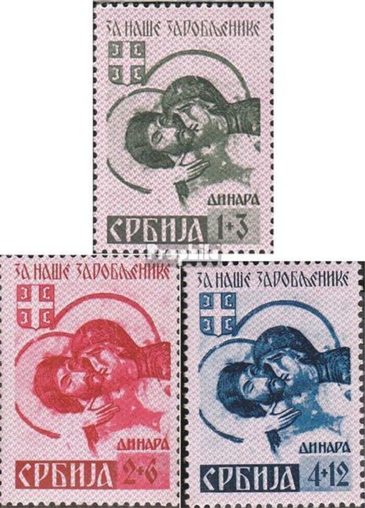 Briefmarken Serbien (Dt.Bes.2.WK.) 1941 Mi 54A I-57A I (kompl.Ausg.) Überdruckspitzen nach unten postfrisch Kriegsgefangene