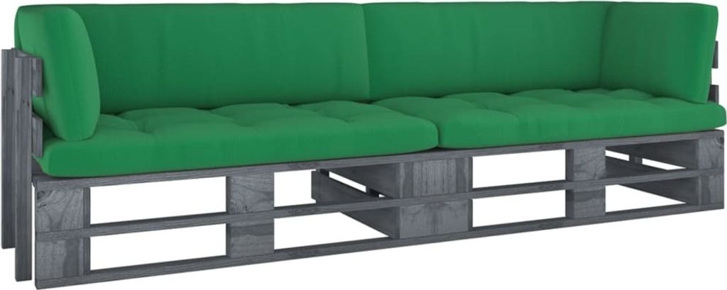 Stabli Möbel 2-Sitzer-Palettensofa mit Kissen Grau Imprägniertes Kiefernholz CC2040911