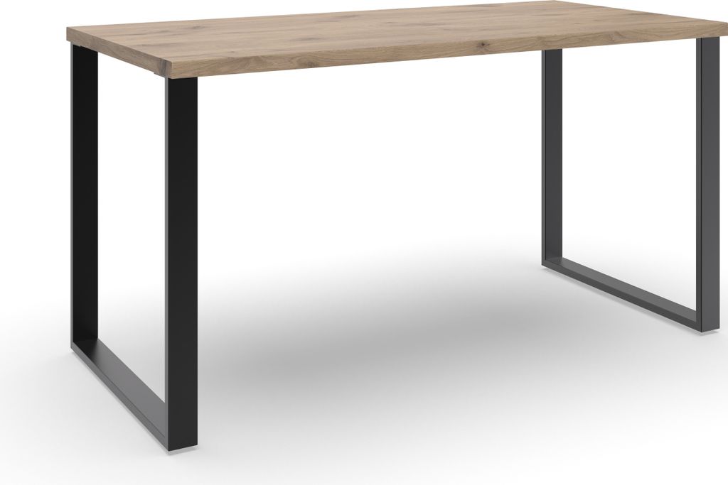 Schreibtisch >NORDERNEY< Germany, Viking Eiche Nachbildung / schwarz - 140x75x70cm (BxHxT)