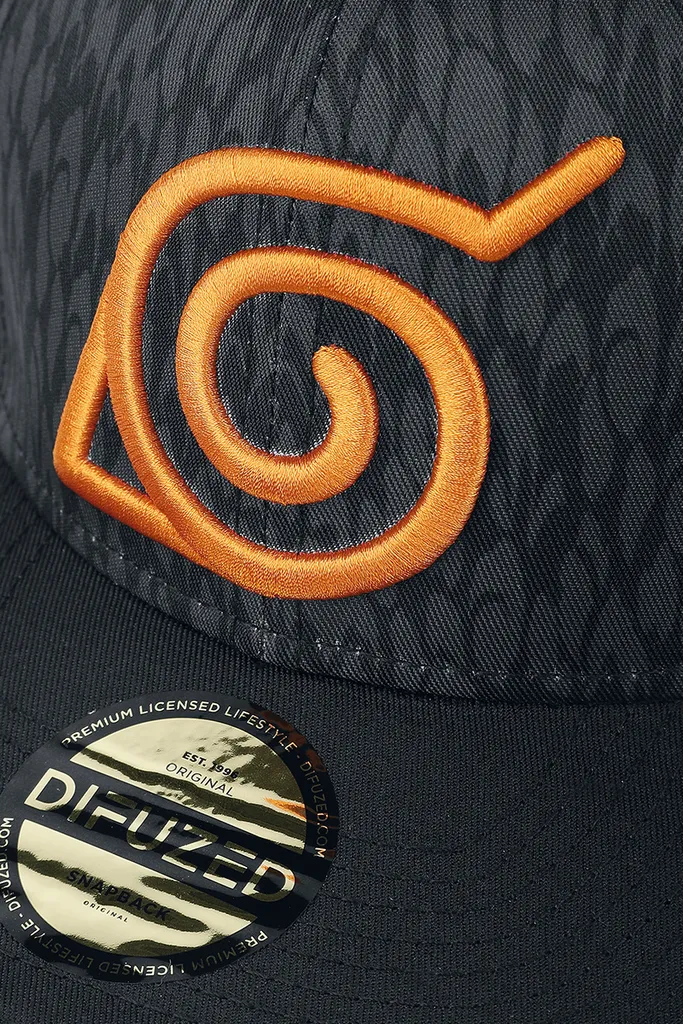 Regalo Idea: Cappellino Naruto Konoha Snapback Nero Arancio - 10