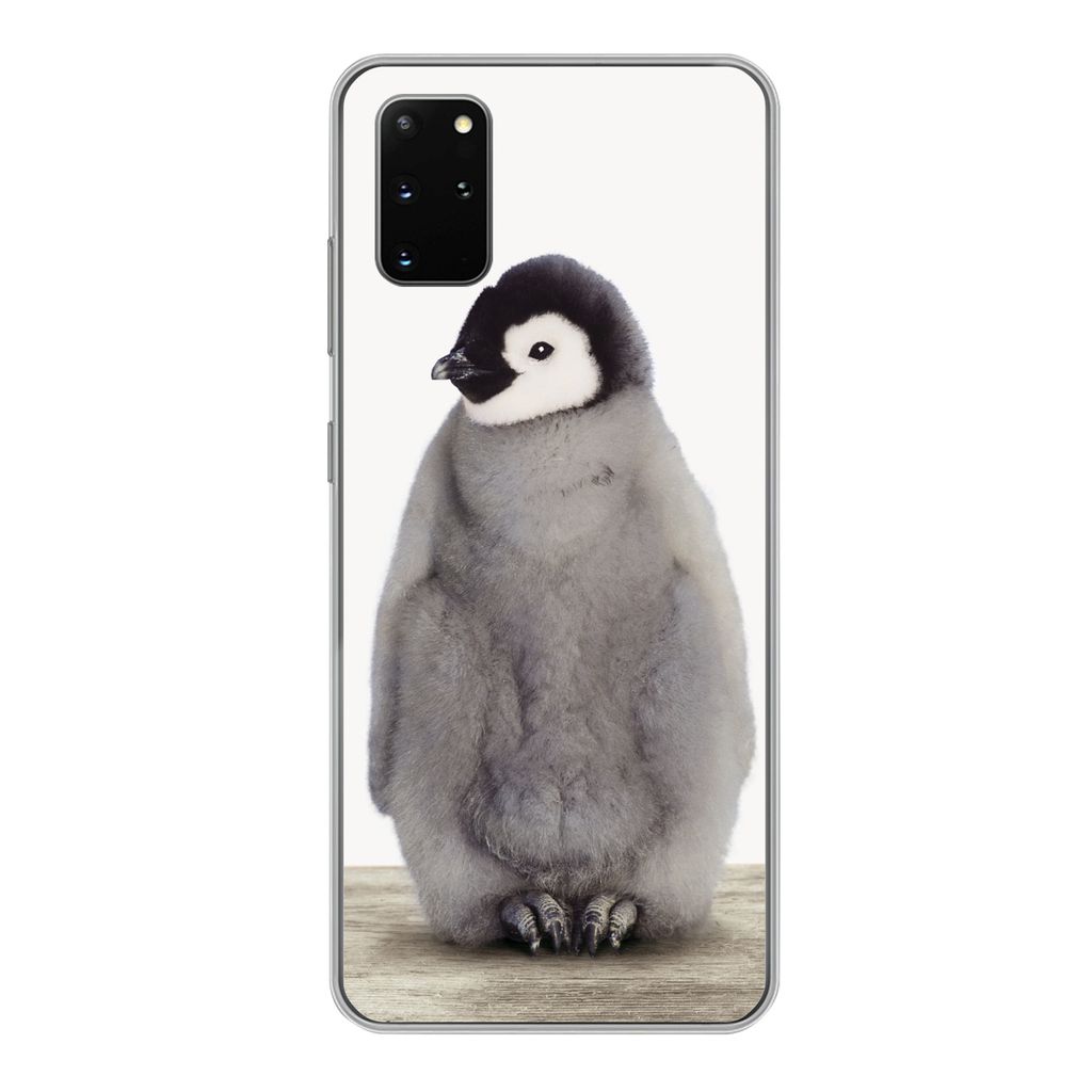 MuchoWow Handyhülle Schutzhülle Hülle für Samsung Galaxy S20 Plus Kinder - Pinguin - Grau - Tiere - Mädchen - Jungen Silikon Softcase Handy ...