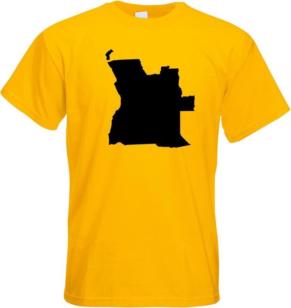 Kiwistar - T-Shirt - gelb - Angola Umriss Kontur Herren Funshirt Bedruckt Design Sprüche Spruch Motive - mit Motiv Bedruckt - Funshirt Design - Sp...