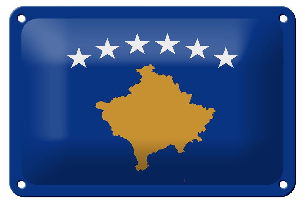 Blechschild Flagge Kosovo 18x12cm Flag of Kosovo Dekoration