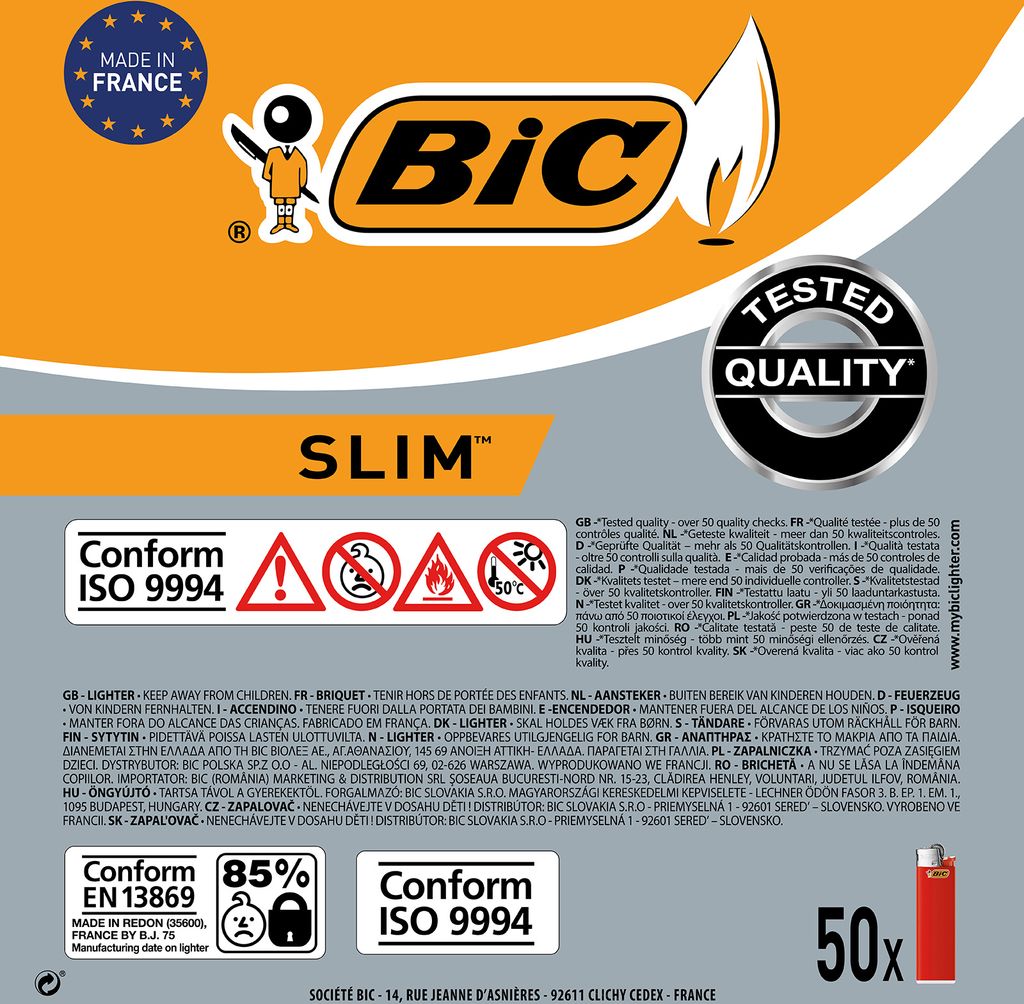 Feuerzeuge Bic Classic Slim J23. Display mit 50 farblich Produktbild 5