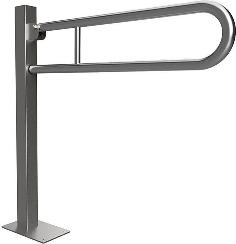 BELP Stützklappgriff in U-Form Bodenmontage Edelstahl gebürstet 150x870x930 mm, 120 kg Traglast für Bad & WC >> zum Bohren