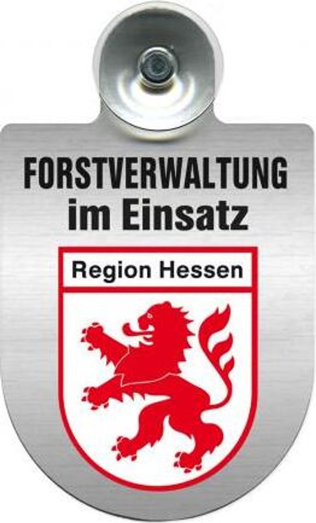 Einsatzschild für Windschutzscheibe incl. Saugnapf - Forstverwaltung im Einsatz - 309732- Wappen nach Wahl Color - Region Hessen