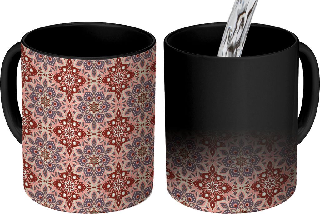 MuchoWow Zauber Tasse Zaubertasse Magic Mandala - Blumen - Muster - Retro 350 ml Farbwechsel Becher Geschenk Geschenkidee - Magic-Tasse - Fototas...