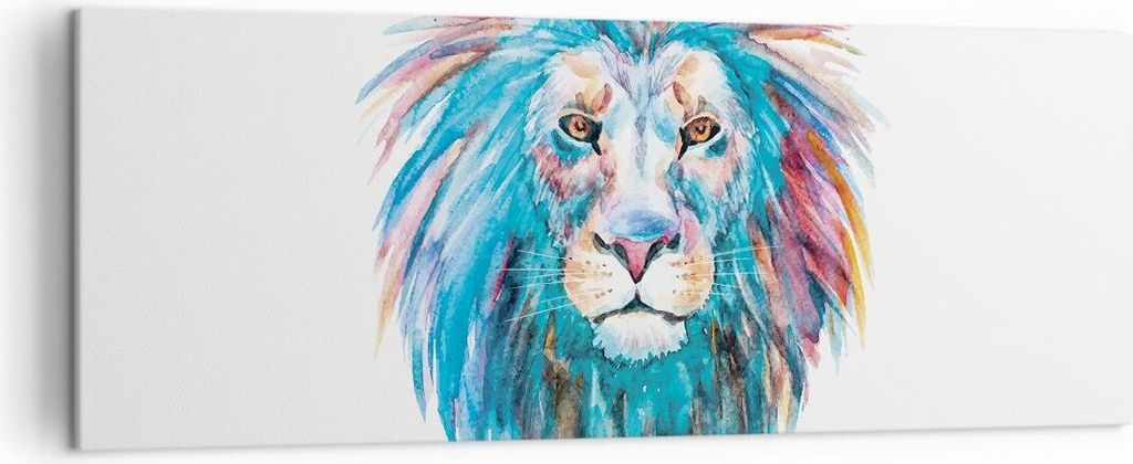 Bild auf Leinwand - Leinwandbild - Einteilig - Bunt Löwe Mähne - 140x50cm - Wand Bild - Wanddeko - Wandbilder - Leinwanddruck - Bilder - Wanddeko...