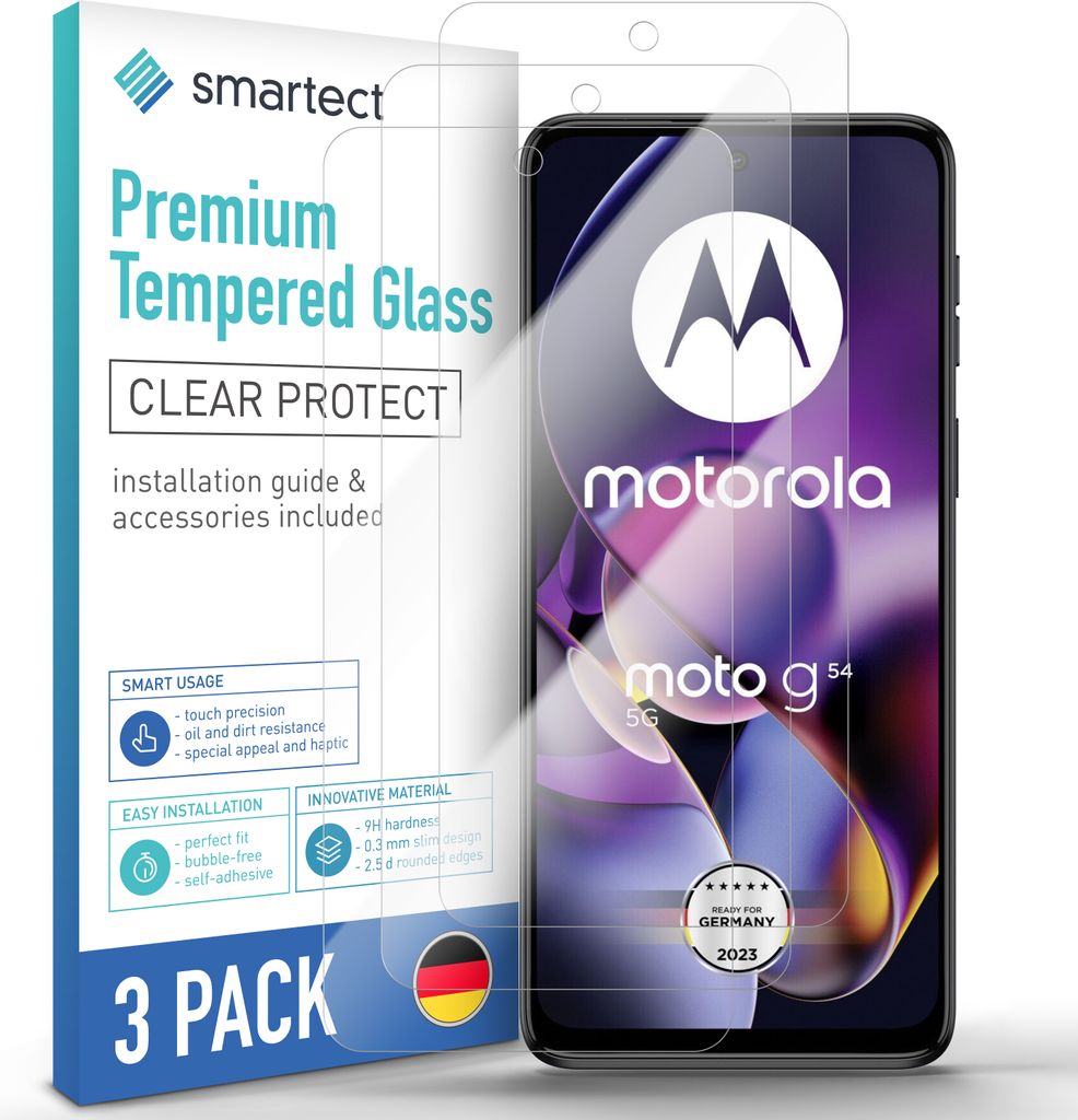 3x Schutzglas Panzerfolie Klar für Motorola Moto G54 5G Produktbild 