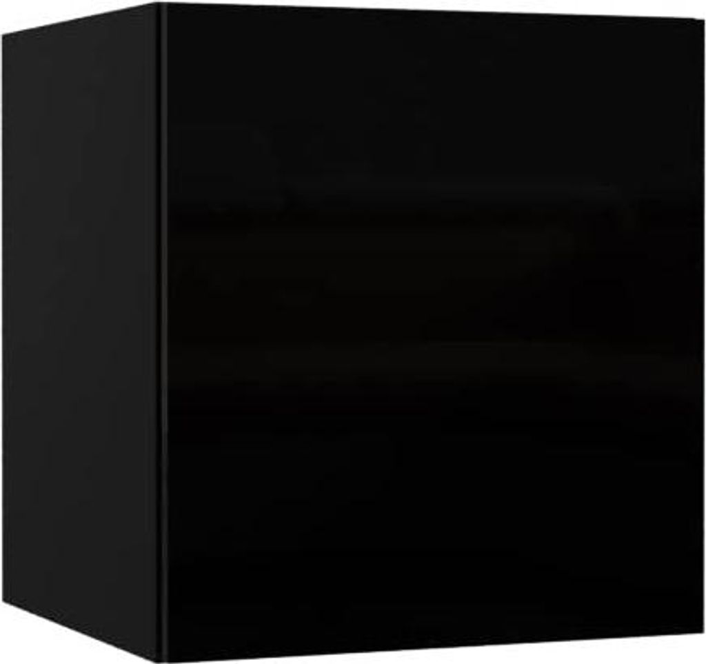 Furnitech Wohnwand Wohnzimmer - Hängend Wohnwand Modern - Regale und TV Schrank - Wohnzimmer Möbel (GS1, Schwarz)