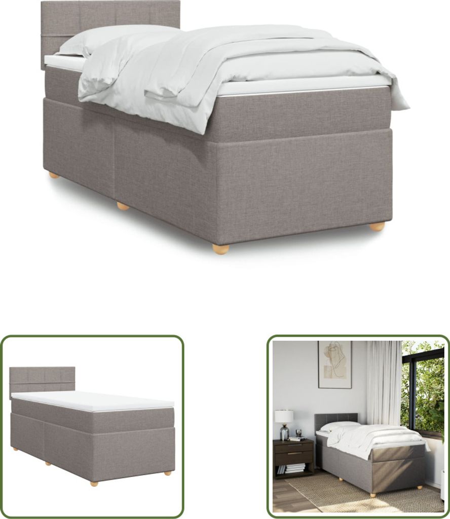 The Living Store Boxspringbett mit Matratze Taupe 90x190 cm Stoff
