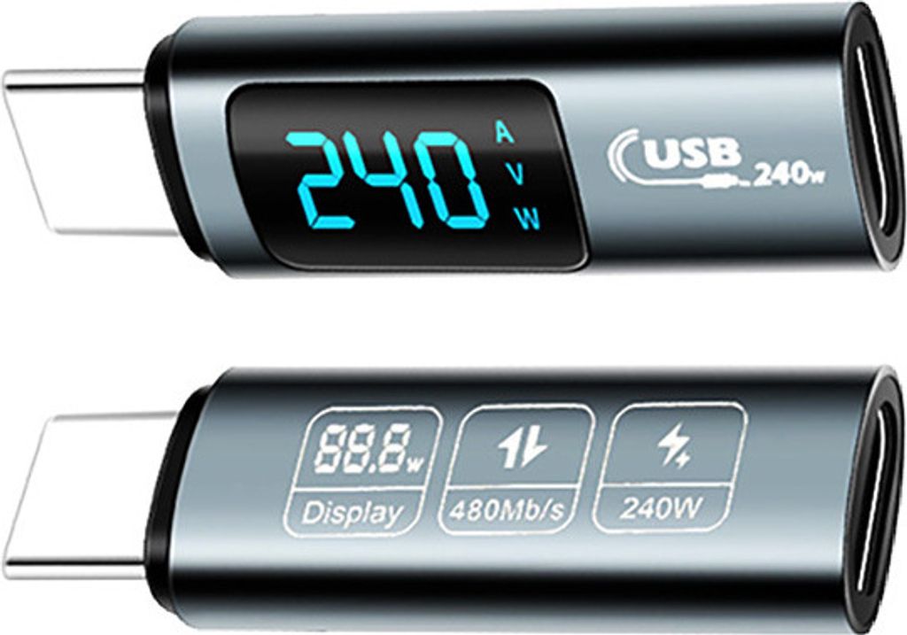 INF 240W USB 2.0 Digitalanzeige-Adapter Grau