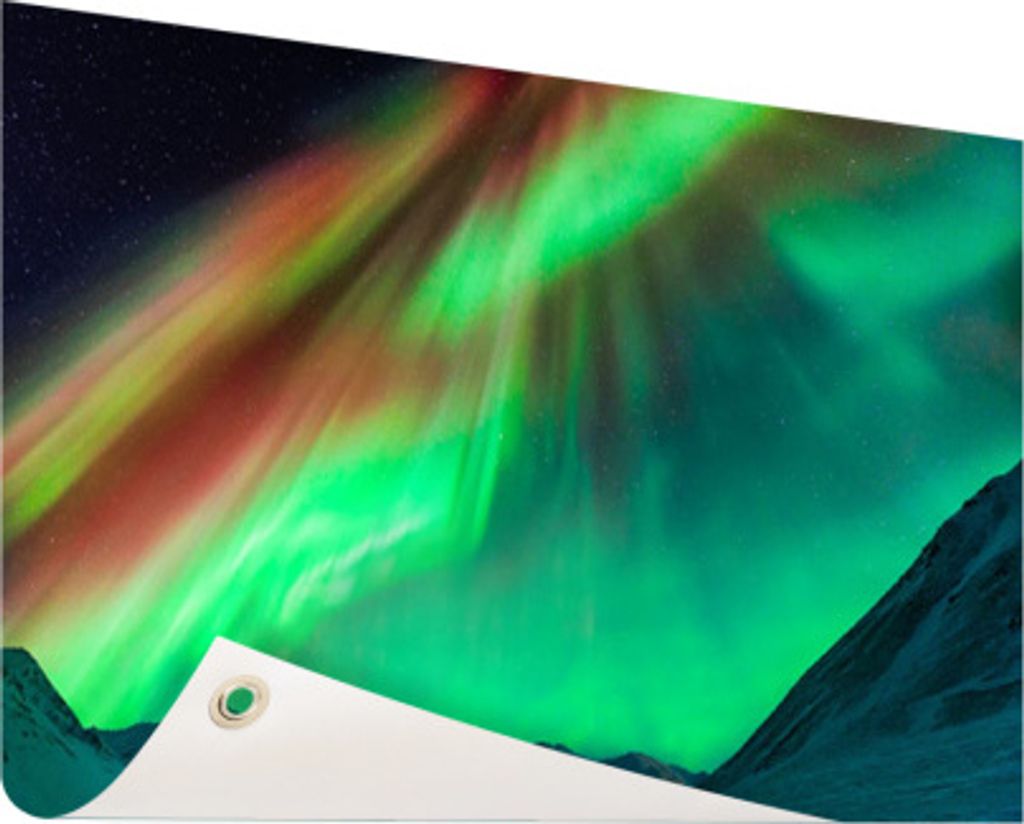 MuchoWow 60x40 cm Outdoor-Poster Gartendeko Sichtschutz Garten Poster für den Garten Nordlichter - Alaska - Orange - Grün
