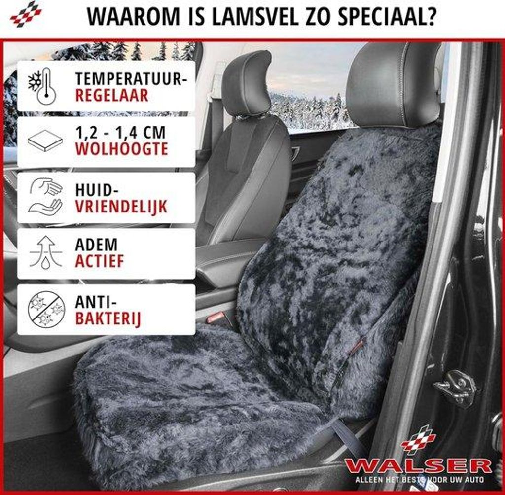 Lederen Autostoelhoes für Autositz, 100% Leder, Antracit