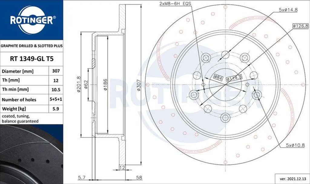 Disque de frein anticorrosion ROTINGER T5 OE 4243130260 pour Lexus GS SC