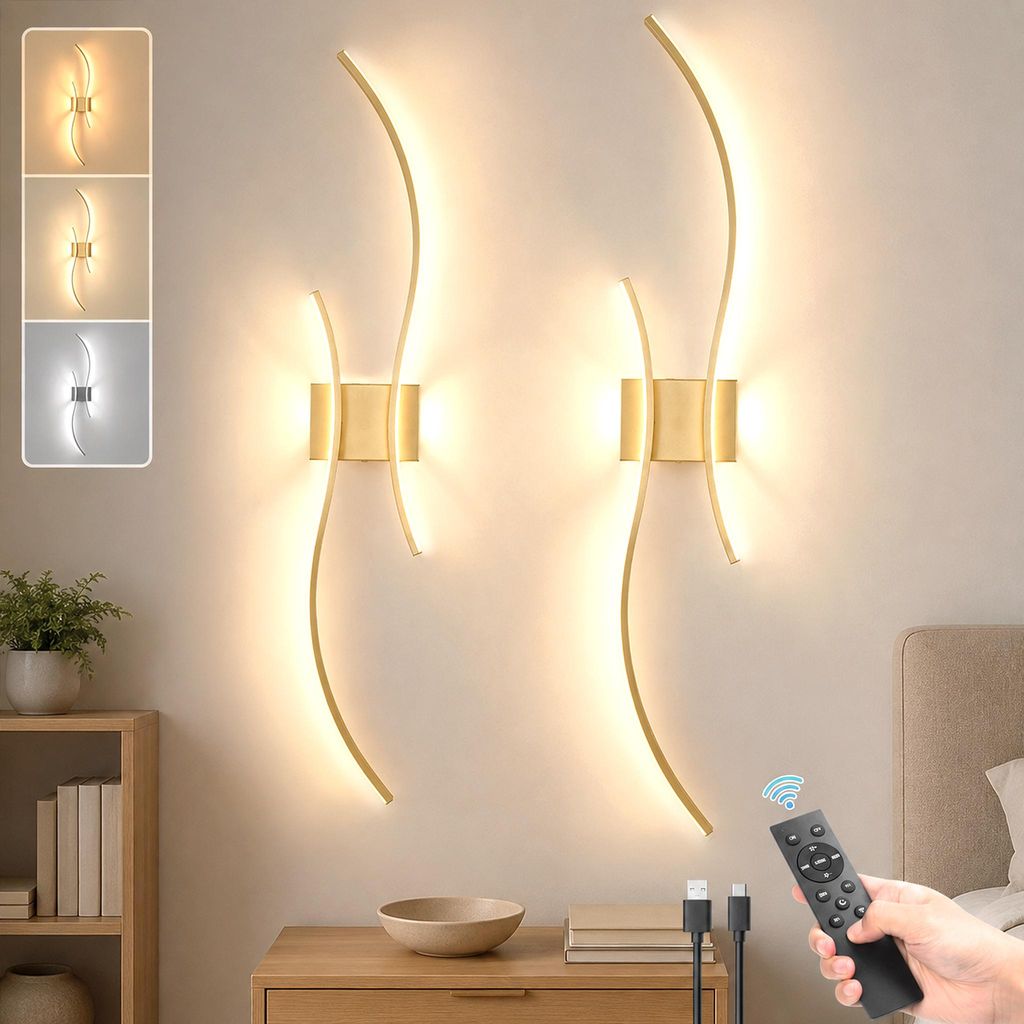 Akku Wandleuchte 100cm 2er Set - Kabellos Dimmbar Produktbild 