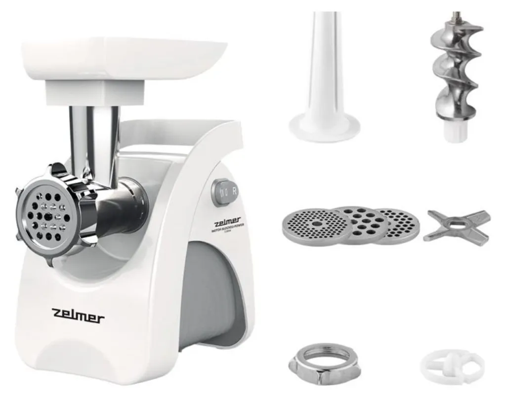 Hachoir à Viande Électrique Zelmer ZMM9801B Blanc pour Cuisine Familiale