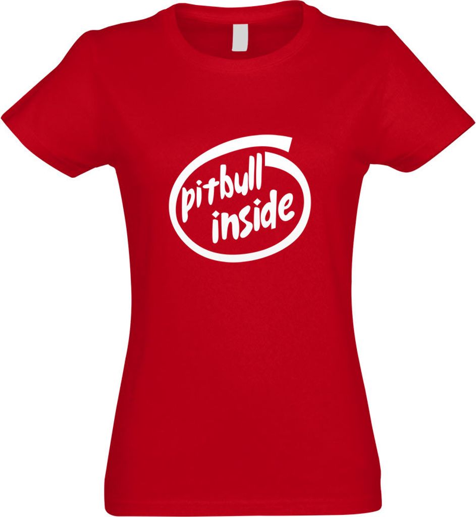 Kiwistar - T-Shirt tailliert - Damen - rot - Pitbull Inside - mit Motiv Bedruckt - Funshirt Design - Sport - Freizeit - Damen - XXL
