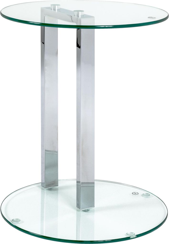 HAKU Beistelltisch chrom - Metall, Sicherheitsglas 8 mm, B/H/T: 40x50x40 cm