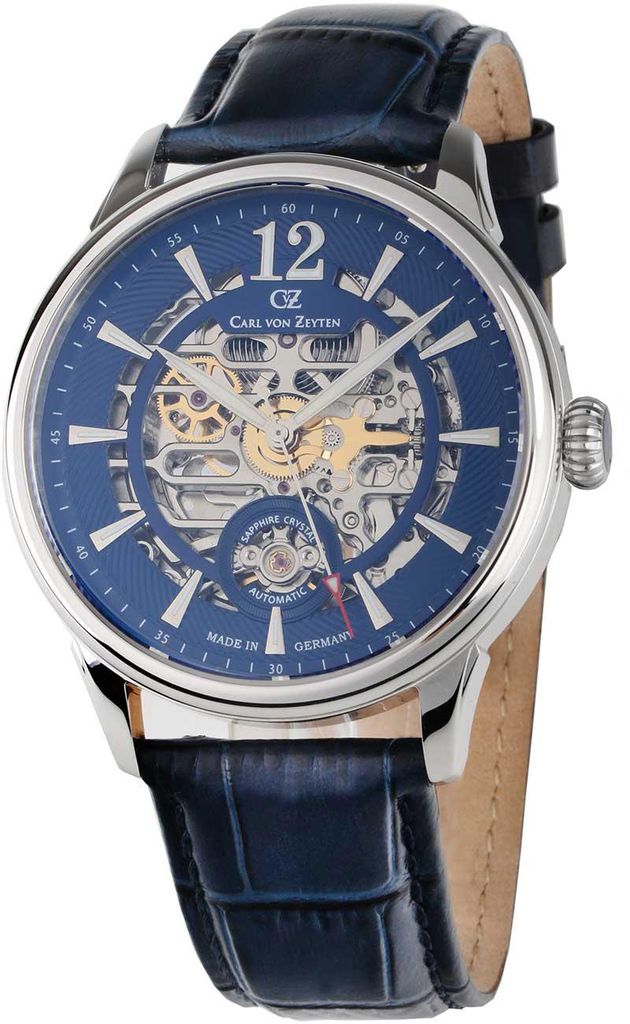 Carl von Zeyten CVZ0080BLS Schramberg Automatik silber blau Herren Uhr NEU