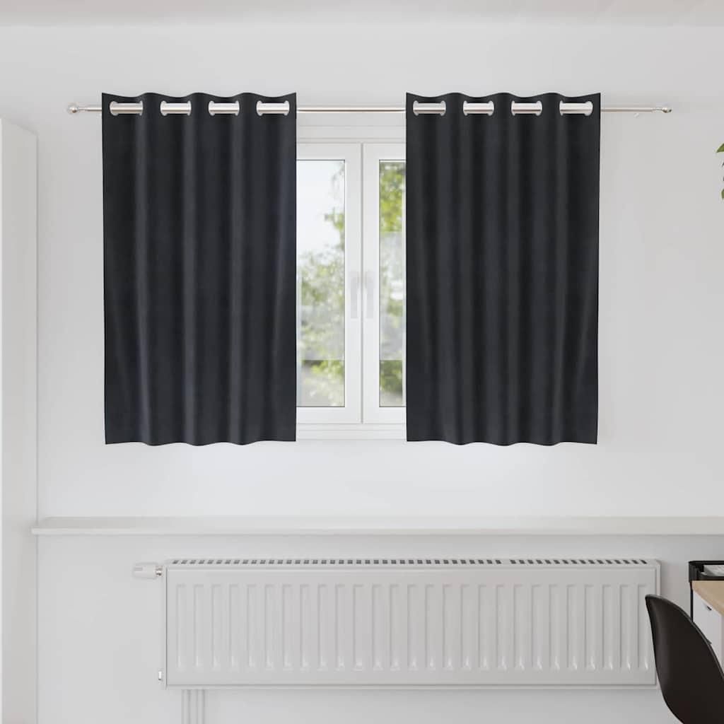 Verdunkelungsvorhänge 2 pcs Dunkelgrau 140 x 140 cm Samt