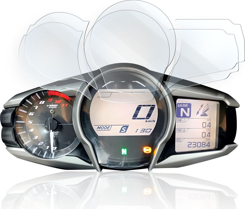 Displayschutz-Folie für Motorrad Tacho-Schutzfolie Germany, Kratschutz geeignet für Yamaha FJR 1300 2013+ 2x Klar