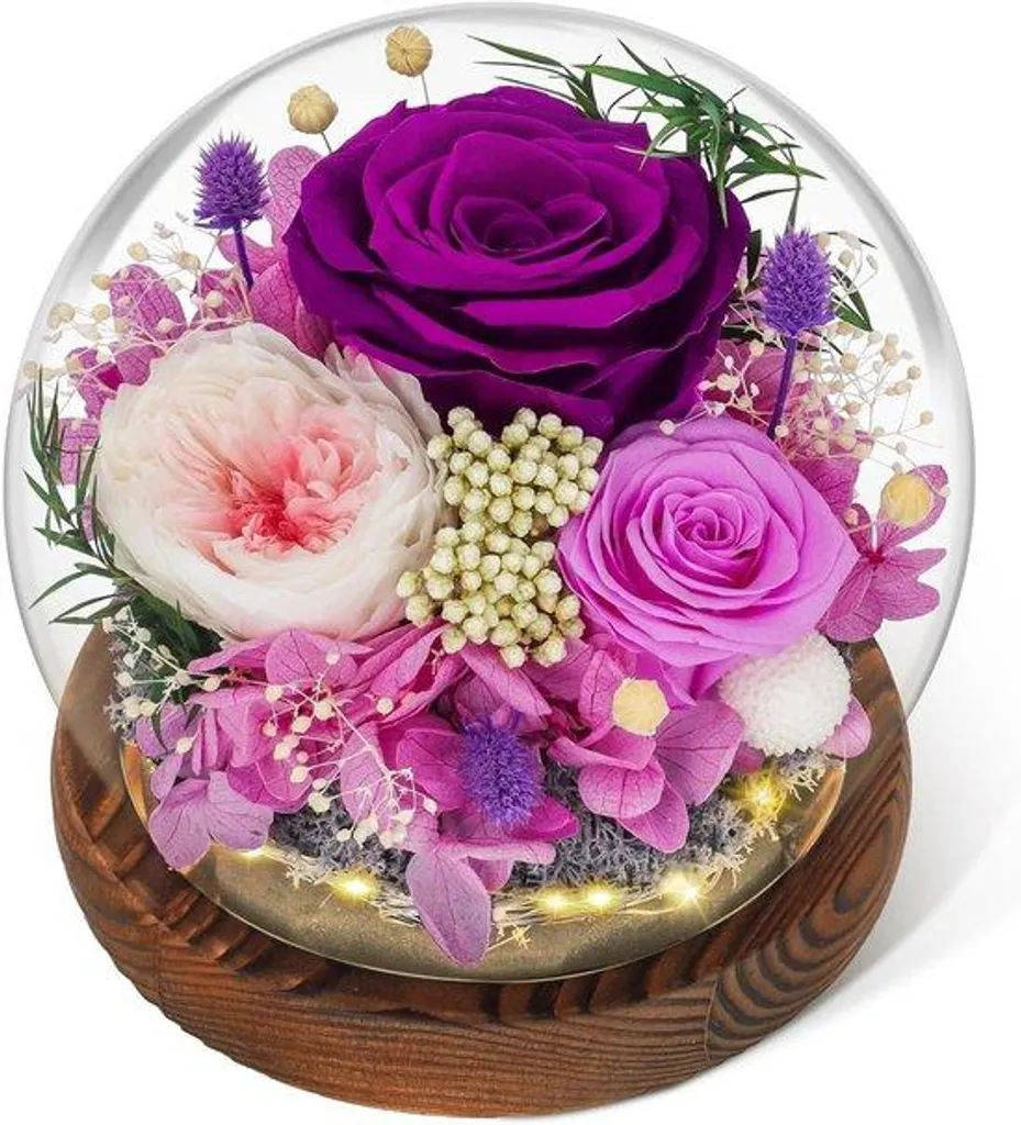 Cadeau romantique rose éternelle violette lumineuse pour anniversaire