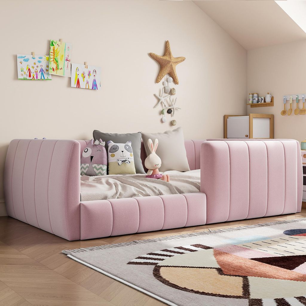 Cama tapizada de 90 x 200 cm con barandilla de seguridad, Imagen del producto 