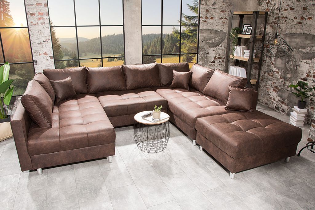 riess-ambiente XXL-Wohnlandschaft KENT 305cm antik braun