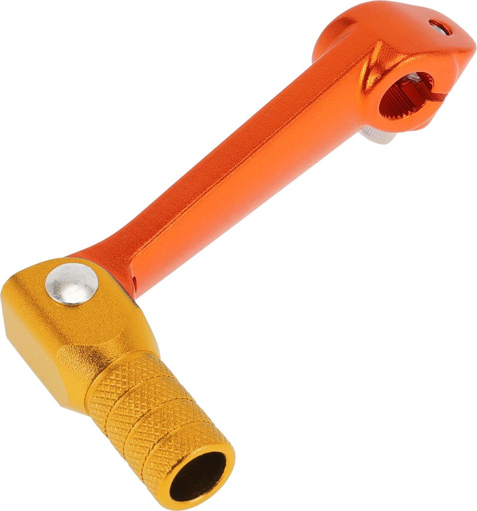 Faltbarer Motorrad-Schalthebel für Bosuer M5 Aluminiumlegierung Pedal-Schalthebelarm Oranger Hebel Goldfarbener Kopf