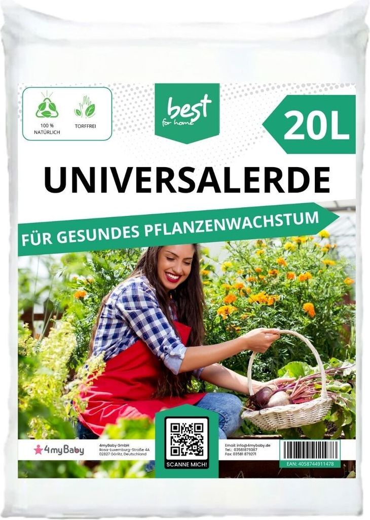 Best for Home Universalerde für vielseitige Nutzung: Zimmer- und Balkonpflanzen, Gemüse, Obst und Kräuter. Torffrei, ideal für Blumenbeete, Kü...