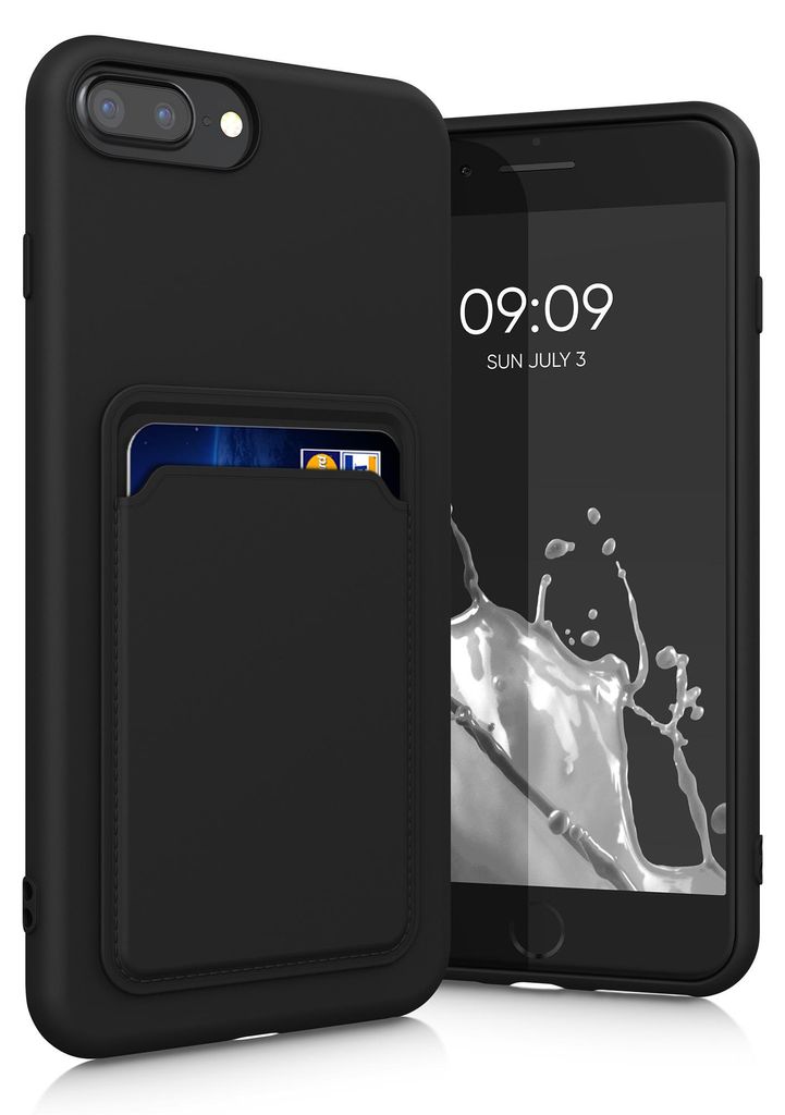 kwmobile Handyhülle für Apple iPhone 7 Plus / iPhone 8 Plus Hülle mit Kartenfach - TPU Case - Kabelloses Laden - Schutzhülle Cover in Schwarz