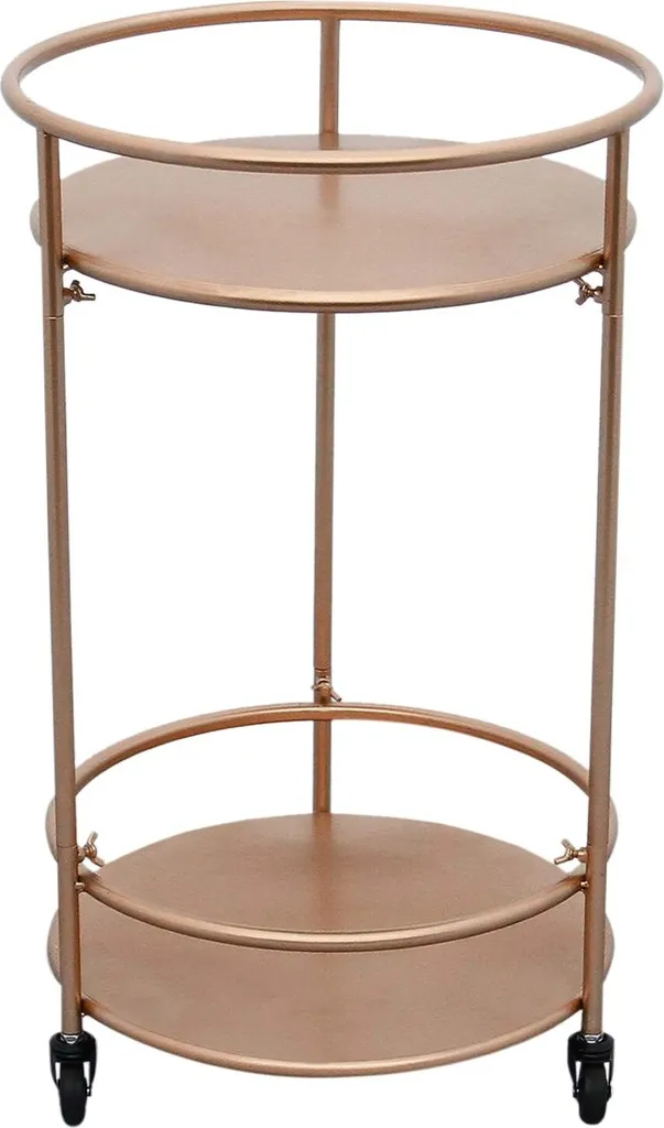 Carrello Bar Tè Oro Rosa 2 Livelli 66cm | Tavolino Ferro con Ruote