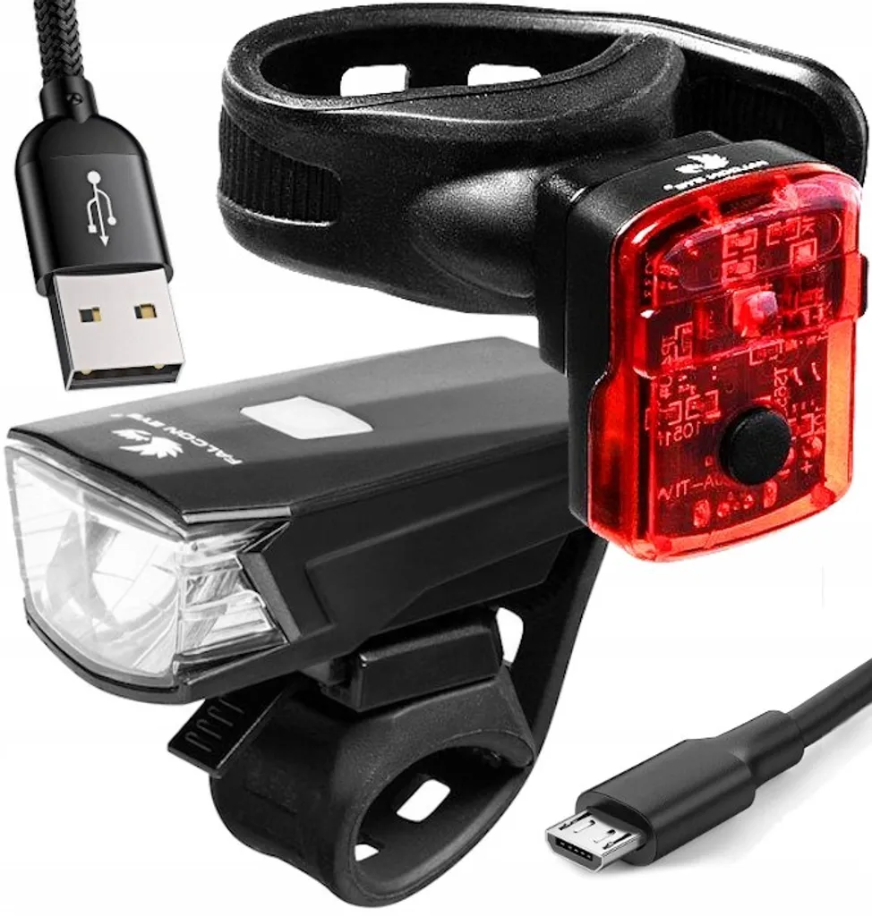 Pack lumières vélo LED MACTRONIC Falcon Eye haute visibilité 130lm