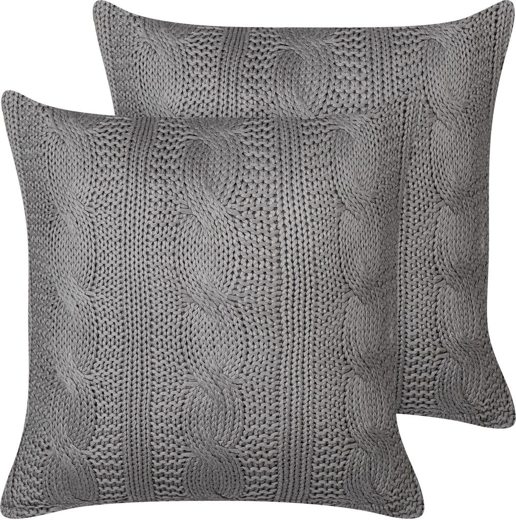 BELIANI Dekokissen 2er Set Beige Stoffbezug mit Füllung Biese 60x60 cm Quadratisch Einfarbig Ohne Muster Modern Sofa Bett Wohnzimmer Schlafzimmer