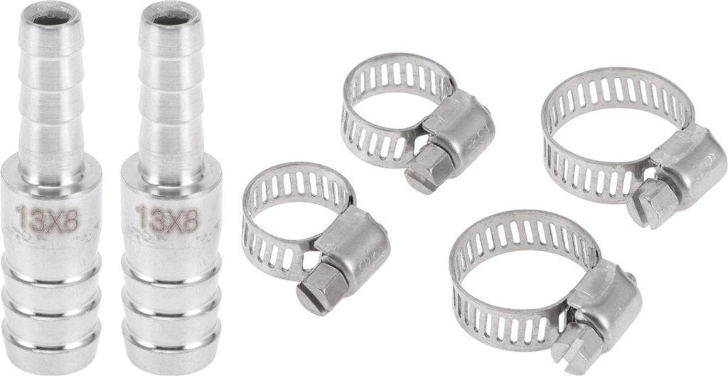 1 Satz Schlauchstutzen 33/64"x5/16" Reduzierstück Verbinder Muffe für Luft Wasser Öl Gas Kraftstoff Edelstahl Silberton mit Schellen