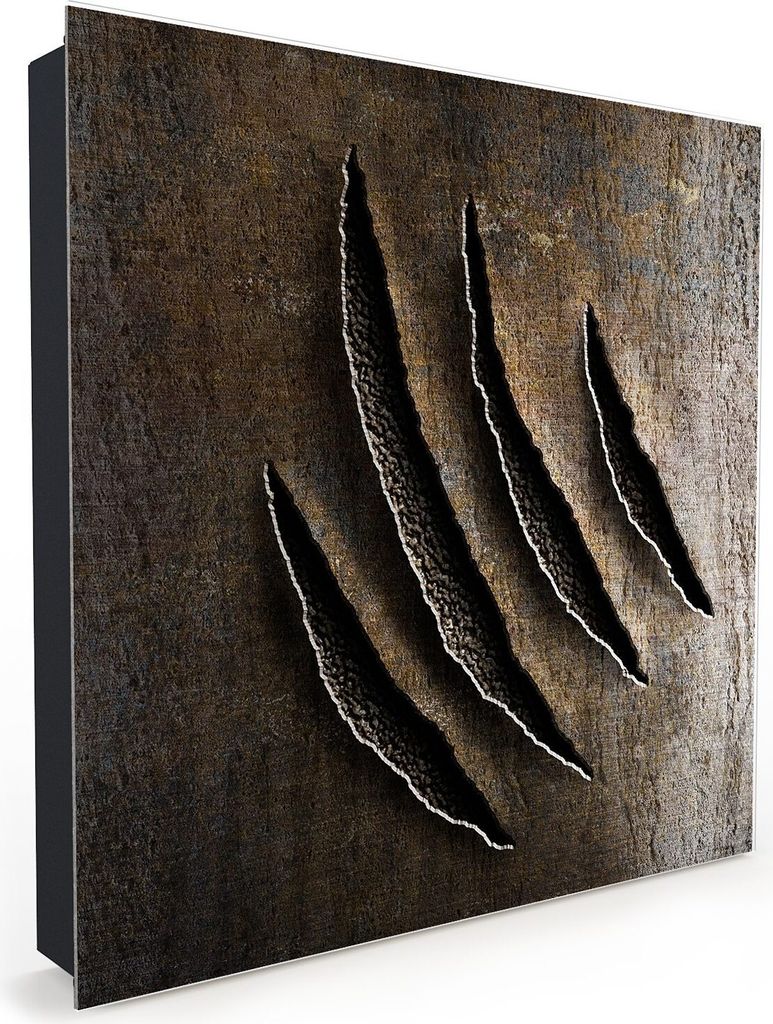 Nachbildung-Schlüsselkasten, Magnetpinnwand und Memoboard mit Glasfront Motiv Geknacktes Metall