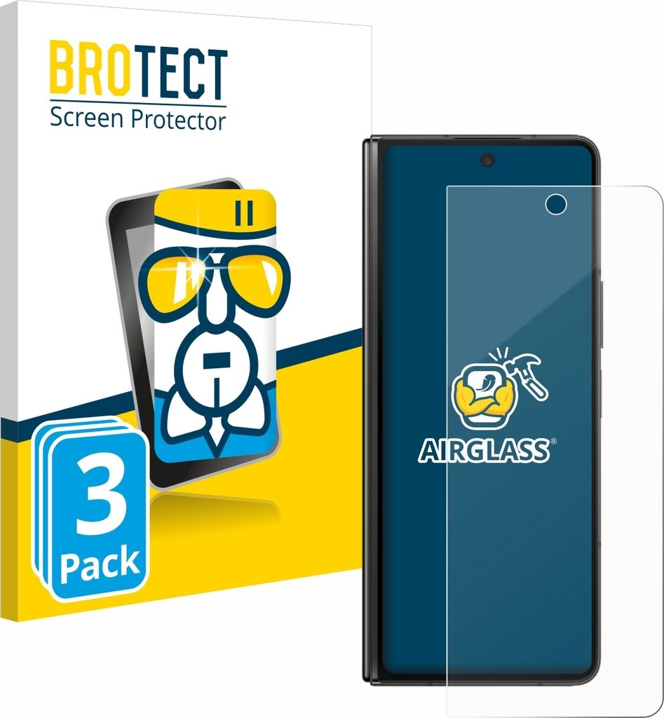3x BROTECT Schutzglas für Samsung Galaxy Z Fold 5 Schutzfolie Panzer Folie Glas Display Schutz klar