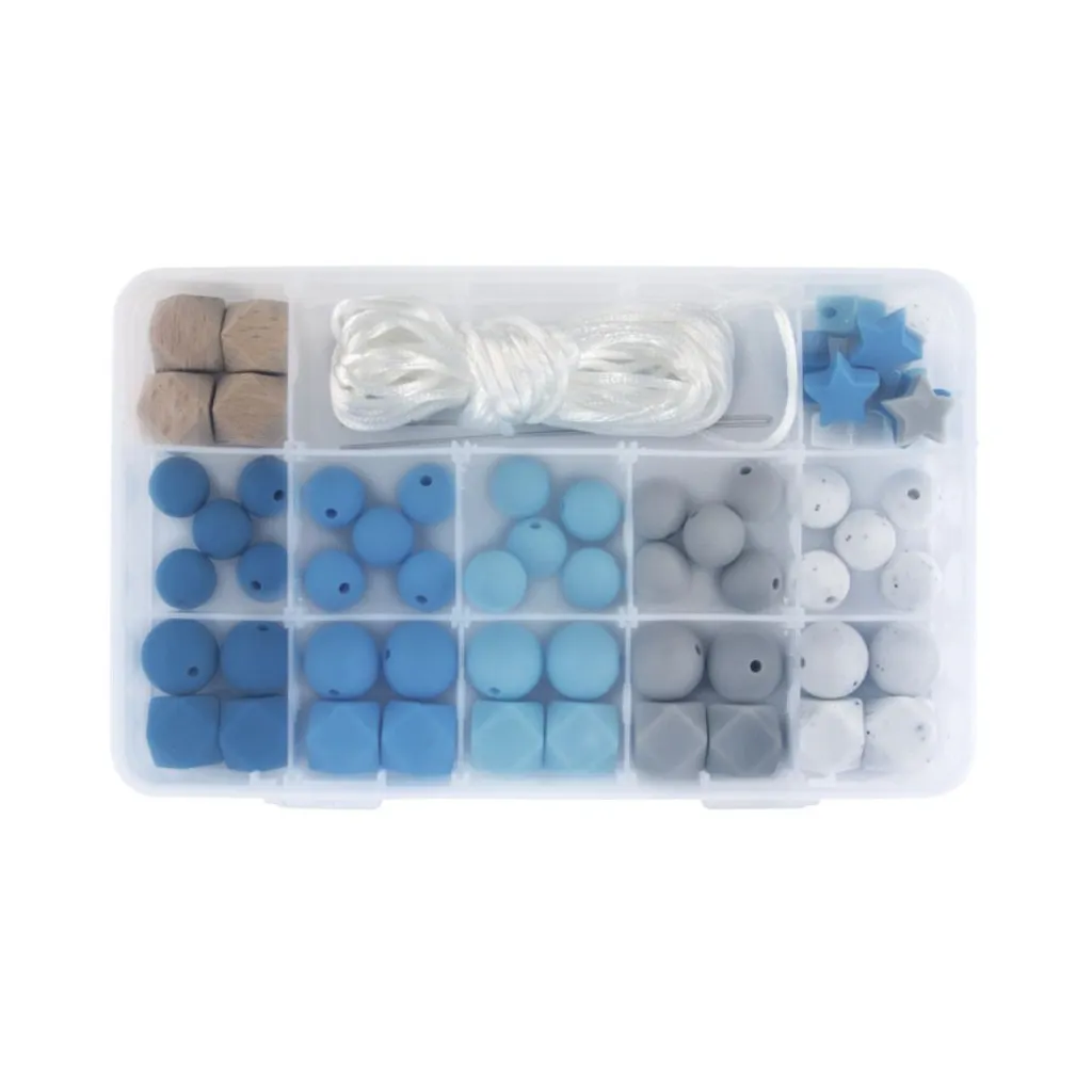 Rangement perles en silicone Bleu de 12 compartiments pour accessoires