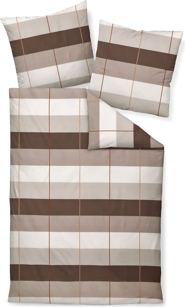 Janine Design Mako-Satin-Bettwäsche-Garnitur J. D. 87100 Farbe siena naturell Größe 135x200+80x80 cm