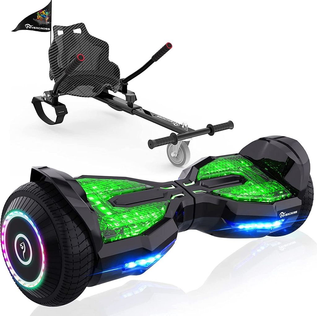 EVERCROSS 6,5 Zoll Hoverboards mit Sitz, App-fähige Bluetooth Hoverboards, Go Kart mit 3 Pedallichter, Selbstausgleichender Elektroroller Geburtstag